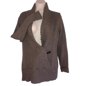 Banana Republic One Button Shawl V-neck Faux Cardigan in Medium Gray-Small